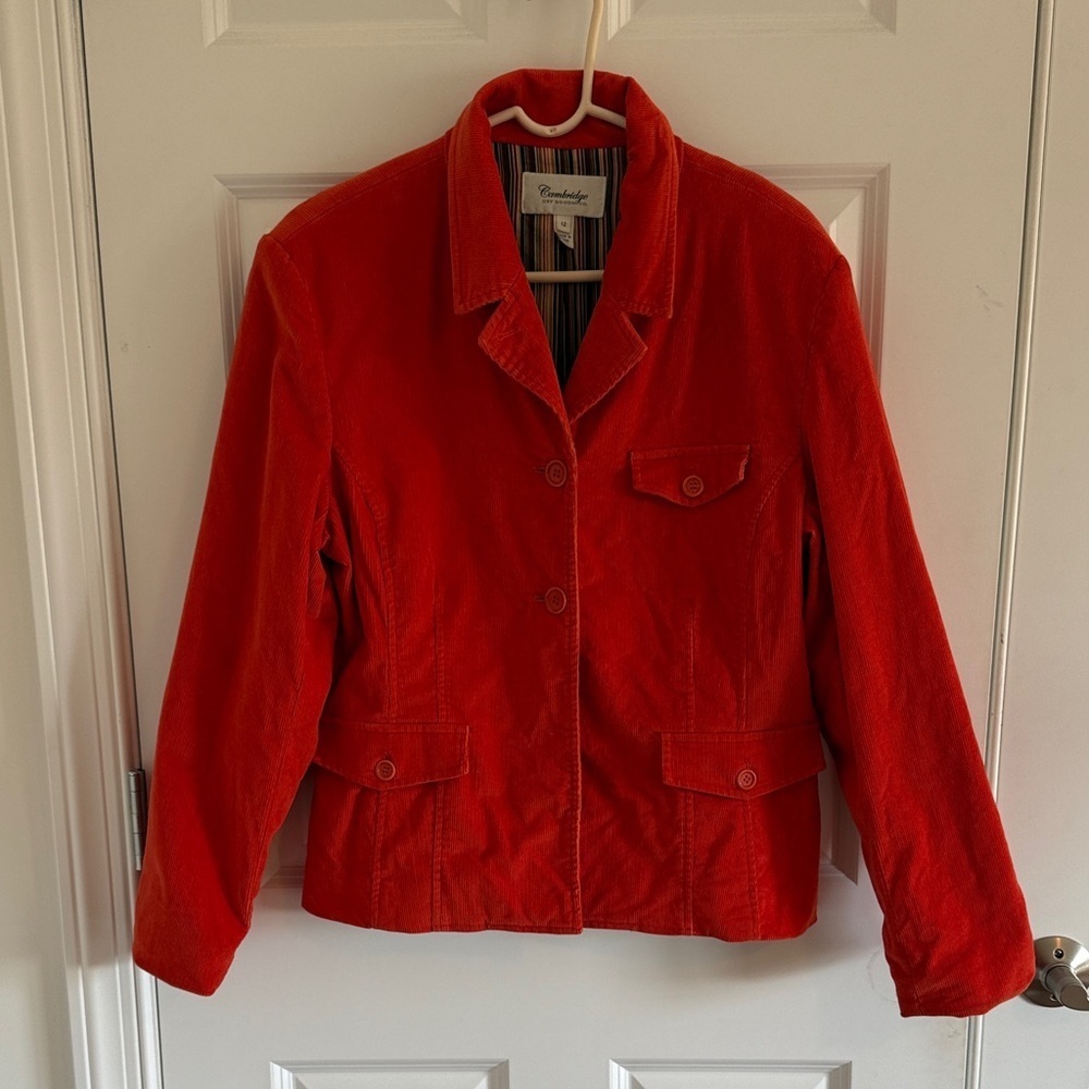 Cambridge Dry Goods Co. Orange Corduroy Blazer Size 12